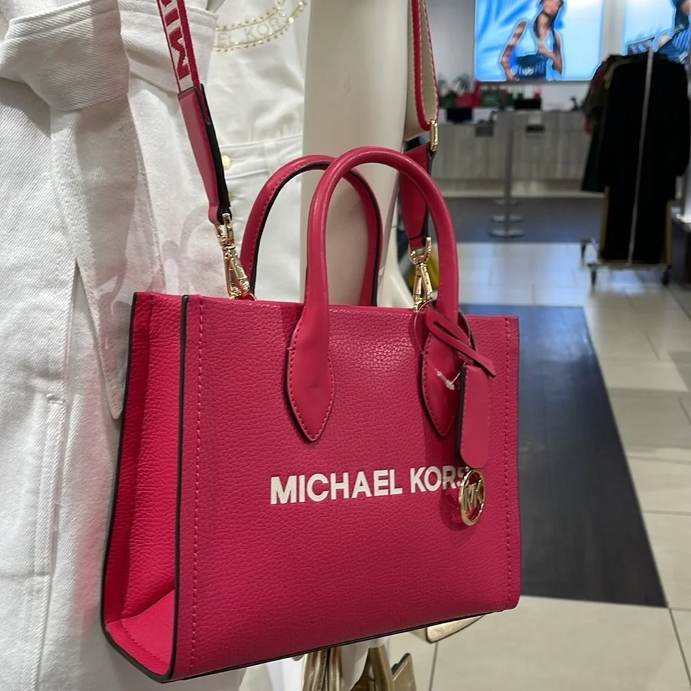 Michael Kors Mirella Small Pebbled Leather Shopper Crossbody XBODY Bag MK NWT